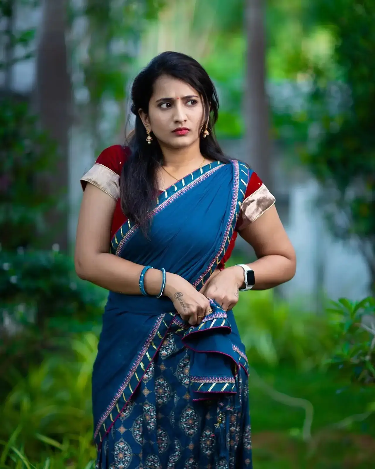 YouTube Film Actress Viraajita in Blue Lehenga Choli